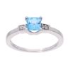 9ct White Gold Created Blue Topaz And Diamond Stone Set Ring
