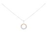 Silver Two Tone Cubic Zirconia Circle Pendant And Chain 18"