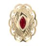 14ct Yellow Gold Red Gem Patterned Ring