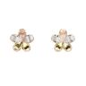 9ct Yellow, White And Rose Gold Flower Stud Earrings