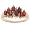 9ct Yellow Gold 0.05ct Diamond And Garnet Cluster Ring
