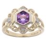 9ct Yellow Gold 0.05ct Diamond and Amethyst Dress Ring
