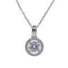 Silver Cubic Zirconia Halo Pendant and Chain 18"