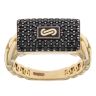 14ct Yellow Gold Monaco Classic Black Cubic Zirconia Pave Ring