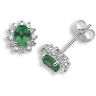 18 Carat White Gold Diamond-18pts Emerald-67pts Stud Earrings