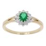 9ct Yellow Gold Cubic Zirconia and Green Gemstone Cluster Ring