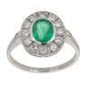 Platinum 0.94ct Emerald and 0.35ct Diamond Cluster Ring