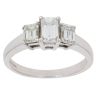 9ct White Gold 1.00ct Emerald Cut Diamond Trilogy Ring