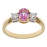 18ct Yellow Gold 0.30ct Diamond And Pink Sapphire Three Stone Ring