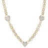 14ct Yellow Gold Cubic Zirconia Triple Heart Chain 20"