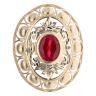 14ct Yellow Gold Red Gemstone Patterned Ring