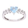9ct White Gold Blue Topaz and Diamond Heart Dress Ring