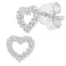 9ct White Gold Diamond Heart Stud Earrings
