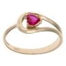 14ct Yellow Gold Red Gemstone Heart Loop Ring