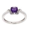 9ct White Gold Created Amethyst and Diamond Heart Dress Ring