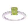 9ct White Gold Peridot and Diamond Rectangular Ring