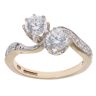 9ct Yellow Gold Cubic Zirconia Two Stone Twist Ring