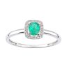 9ct White Gold Oval Emerald and Diamond Cluster Ring