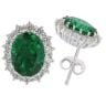 Silver Green Gemstone And Cubic Zirconia Cluster Stud Earrings By Icesia