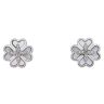 925 Sterling Silver Mother Of Pearl And Cubic Zirconia Leaf Clover Stud Earrings