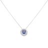 9ct White Gold Purple Gemstone and Cubic Zirconia Cluster Pendant and Chain 18"