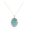 9ct Yellow Gold 0.05ct Diamond And Opaque Blue Gemstone Pendant And Chain 18"