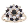 9ct Yellow Gold Sapphire and Cubic Zirconia Cluster Ring
