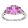 9ct White Gold Pink Topaz and 0.02ct Diamond Three Stone Ring