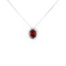 Silver Red Gemstone And Cubic Zirconia Cluster Pendant And Chain 18" By Icesia