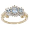 9ct Yellow Gold 0.10ct Diamond And Blue Gemstone Cluster Ring