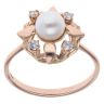 14ct Rose Gold Pearl And Cubic Zirconia Ring