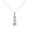 Silver Cubic Zirconia Trio Cluster Drop Pendant And 16" Chain