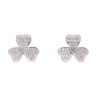 Silver Cubic Zirconia Three Leaf Clover Stud Earrings by Icesia