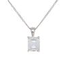 18ct White Gold 1.75ct Emerald Cut Diamond Solitaire Pendant and Chain 18"