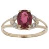 9ct Yellow Gold Pink Gemstone and 0.05ct Diamond Ring