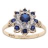 9ct Yellow Gold Created Sapphire And Cubic Zirconia Cluster Ring