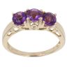 14ct Yellow Gold Three Stone Amethyst Cabochon Ring