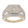 9ct Yellow Gold 2.00ct Princess And Brilliant Cut Diamond Cluster Ring
