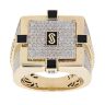 14ct Yellow Gold Monaco Cubic Zirconia and Black Enamel Signet Ring