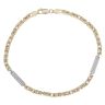 14ct Yellow And White Gold Cubic Zirconia Bar And Byzantine Bracelet 8.5"