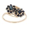 9ct Yellow Gold Sapphire Double Cluster Ring