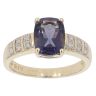 9ct Yellow Gold Iolite and 0.15ct Diamond Single Stone Ring