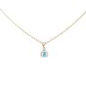 14ct Yellow Cubic Zirconia Blue Gemstone Pendant 24"
