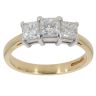 18ct Yellow Gold 1.75ct Princess Cut Diamond Trilogy Ring