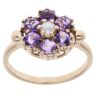 9ct Yellow Gold Amethyst and Pearl Cluster Ring