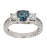 14ct White Gold 1.70ct Blue Diamond Trilogy Ring