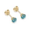 9ct yellow gold 4mm blue CZ stud Earrings