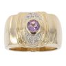 9ct Yellow Gold 0.10ct Diamond and Amethyst Signet Ring