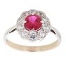 9ct Yellow and White Gold Cubic Zirconia and Ruby Cluster Ring