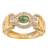 18ct Yellow Gold Green Gemstone And Cubic Zirconia Ring